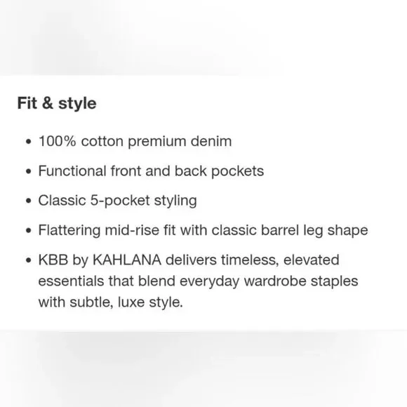 KBB Jeans Barrel Leg NWT by Kahlana Mid Rise Dark Wash Size 0 - Picture 11 of 13